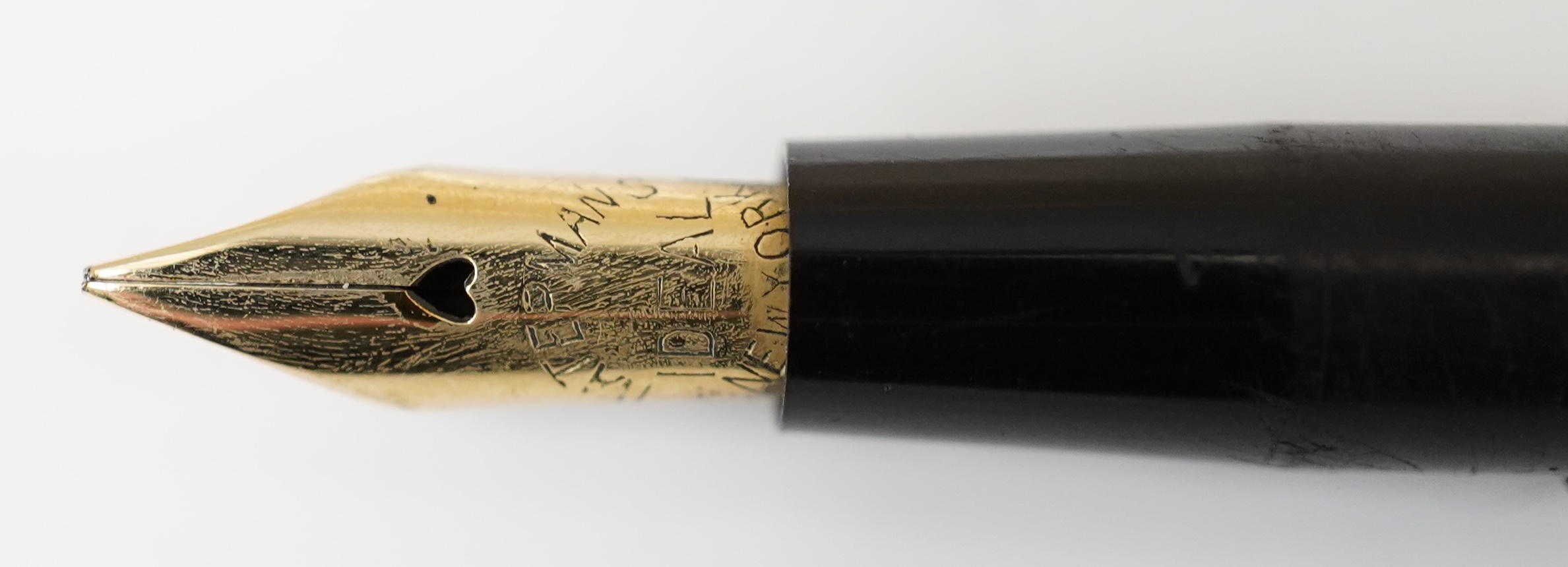 A Waterman No.22 taper cap Eyedropper with two ornamental gold filled bands